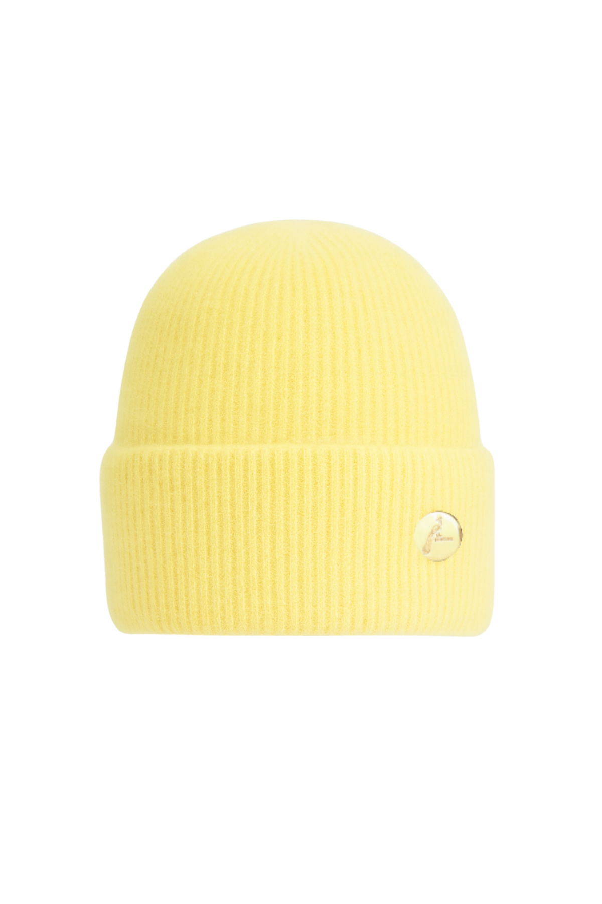 Mohair Lemon Yellow Pom Pom Beanie