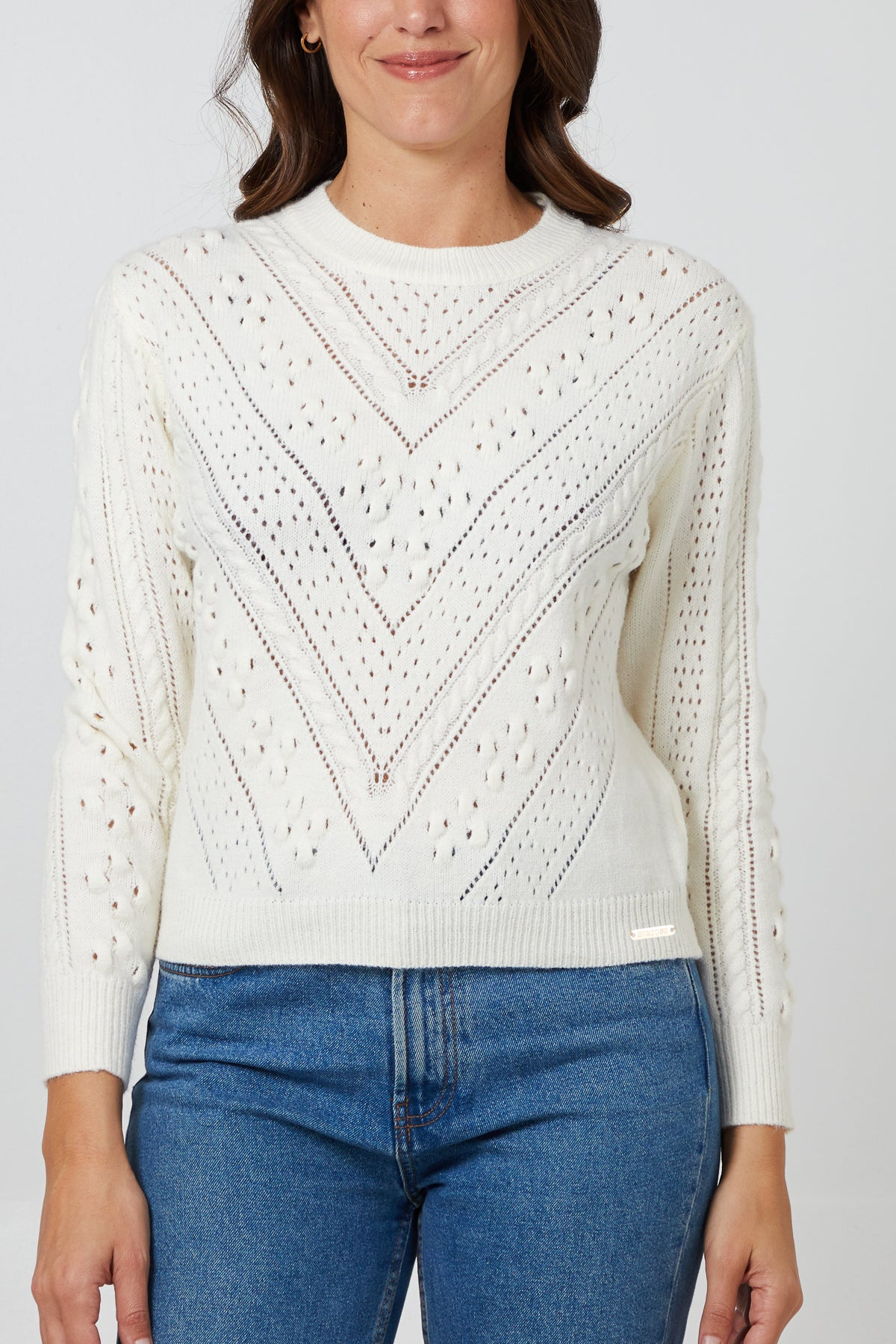 Newquay Pointelle Knit Jumper Cream