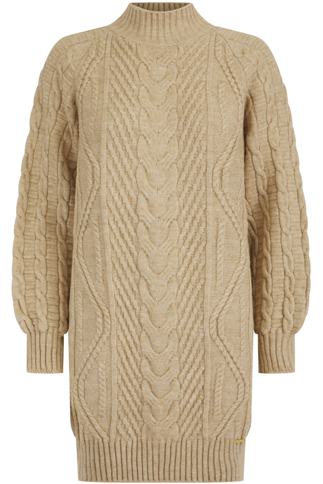 Woodstock Cable Knit Jumper Dress - Camel