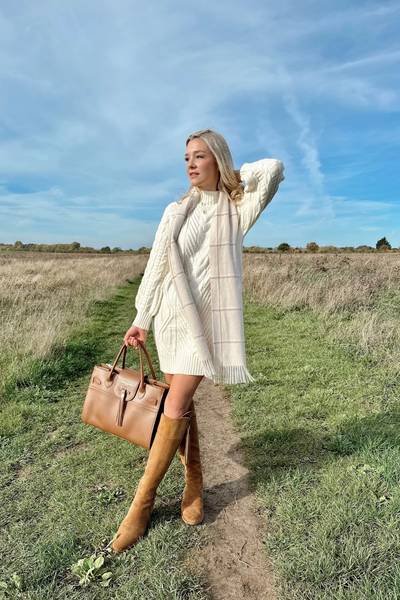Woodstock Cable Knit Jumper Dress - Cream
