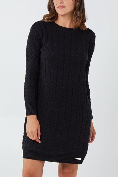 Whitstable Cable Knit Dress - Black