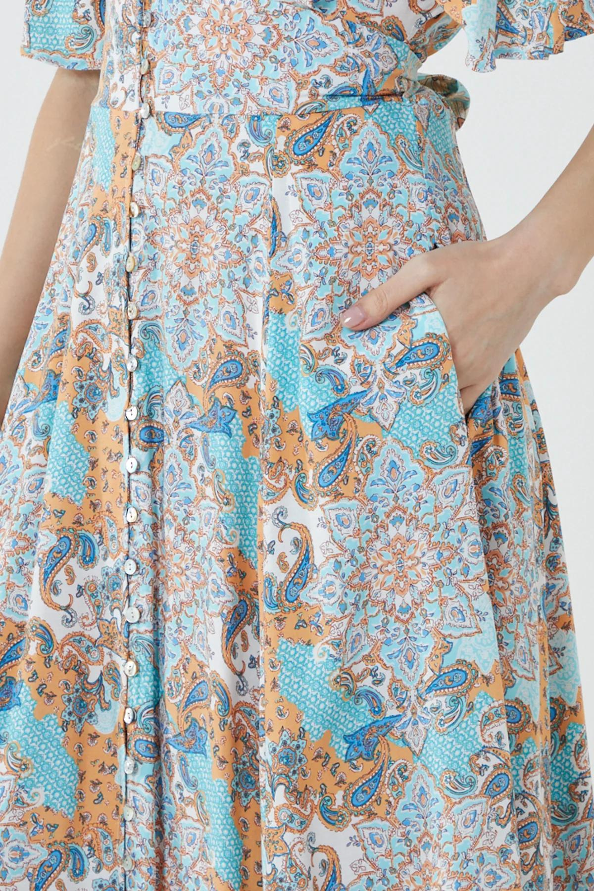 Paisley Long Dress Blue