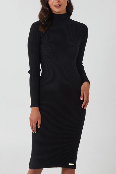 Darlington High Knit Midi Dress - Black