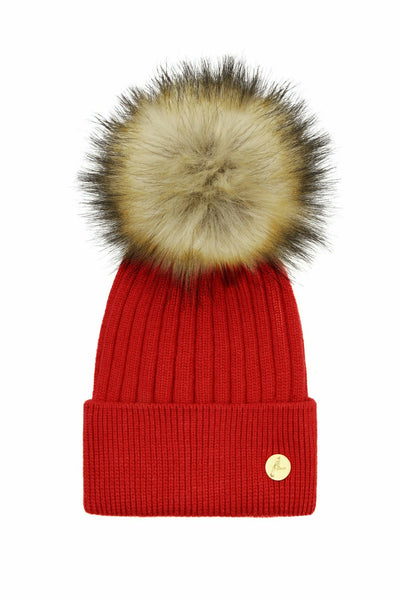 Arundel Cashmere Pom Pom Hat - Red