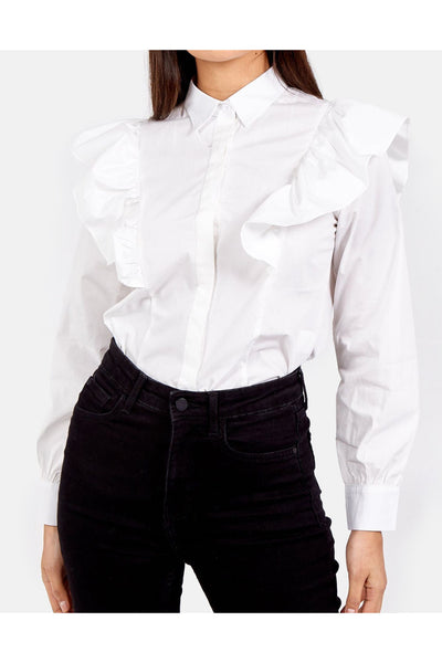 Valencia Frill Detail Shirt - White