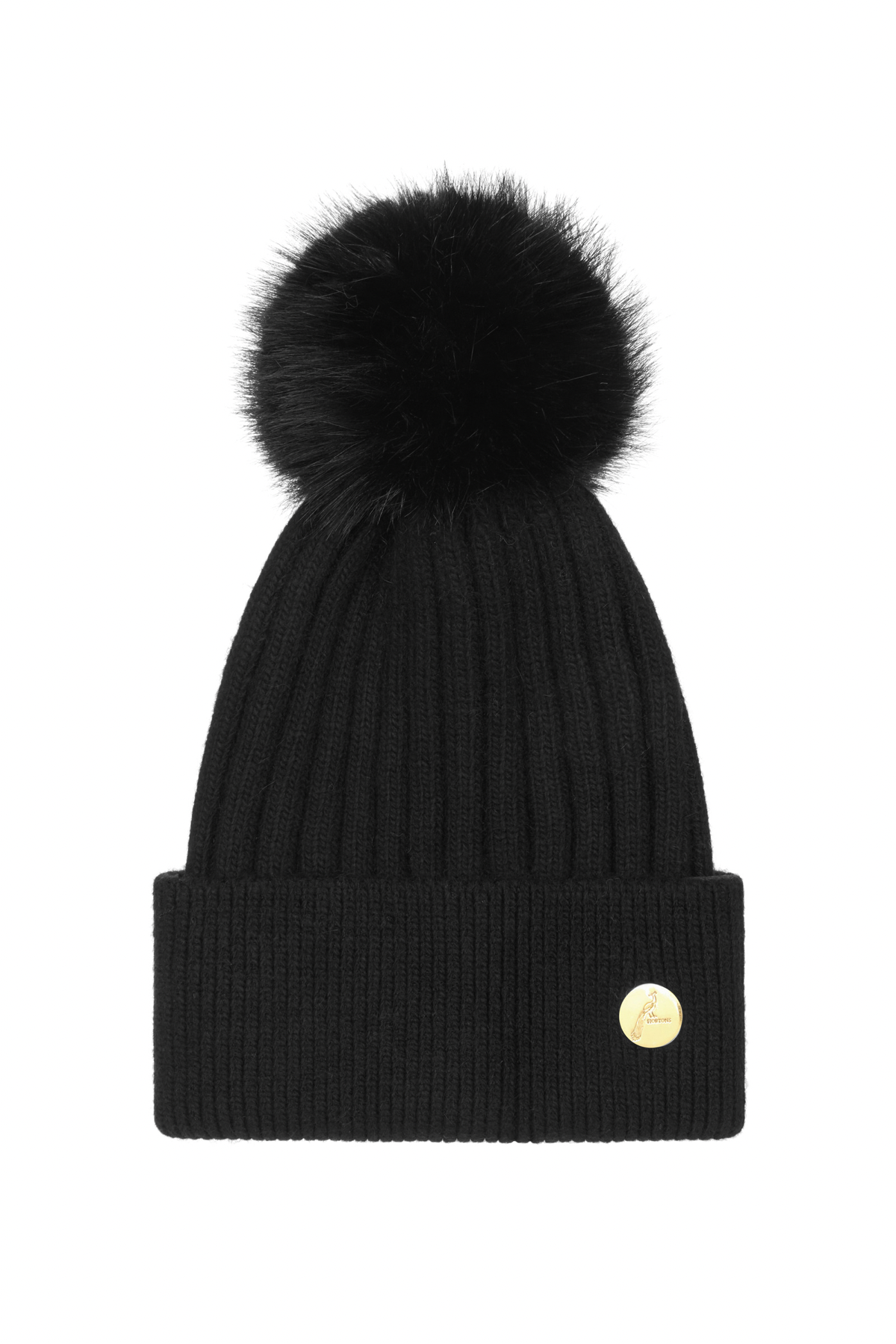 Meribel Cashmere Pom Pom Hat Black