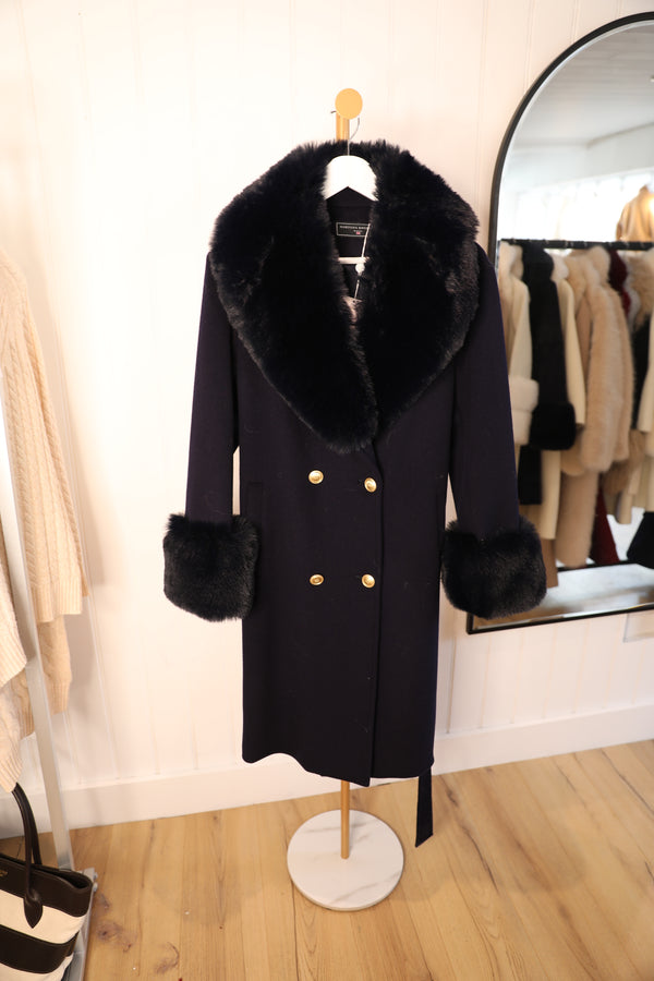 Buckingham Navy Extra Fur Sample - Size 14