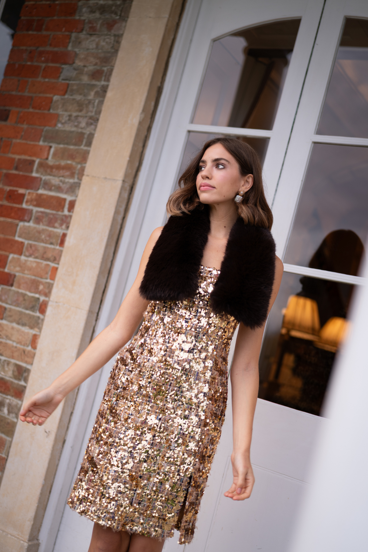 Chocolate Brown Faux Fur Small Scarf