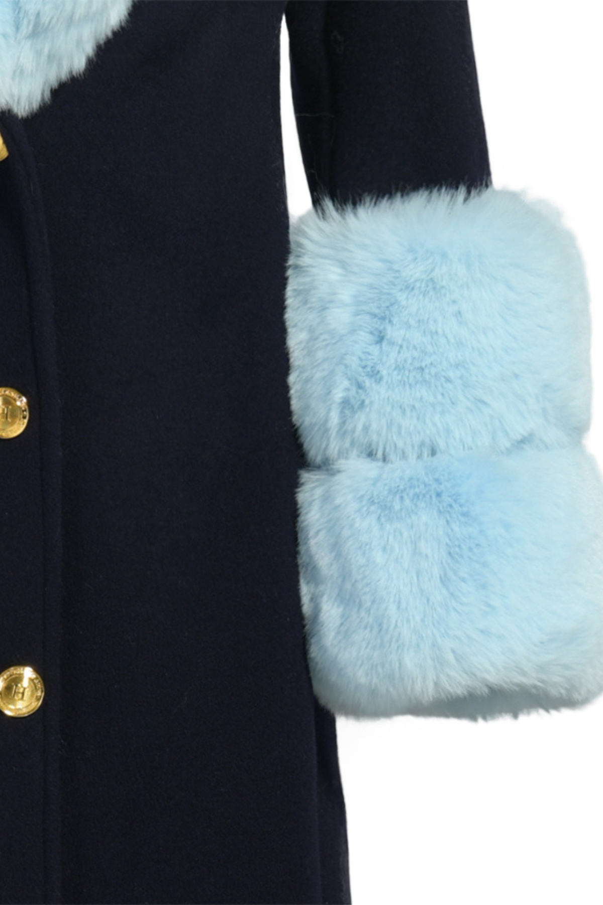 Huntley Cashmere Coat Navy & Powder Blue