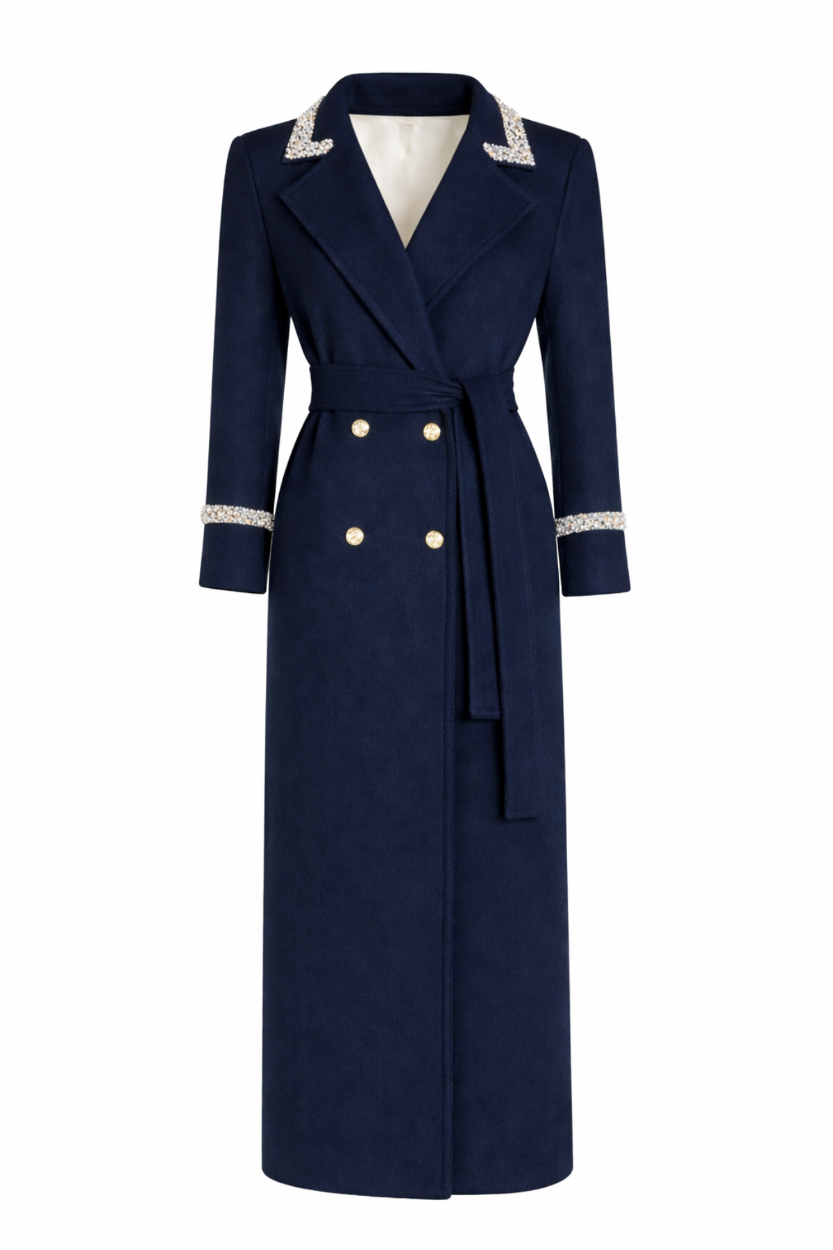 Knightsbridge Cashmere Embellished Navy Coat