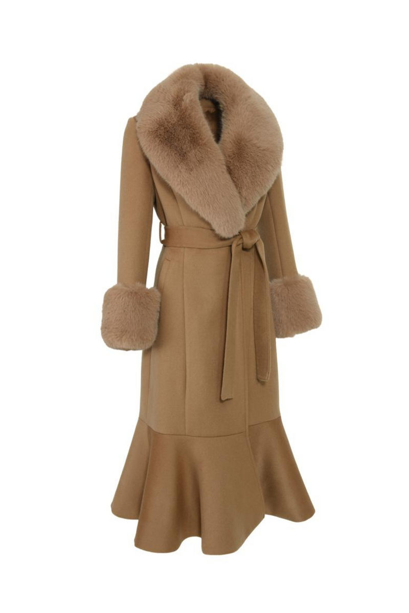 Westminster Cashmere Peplum Coat Tan