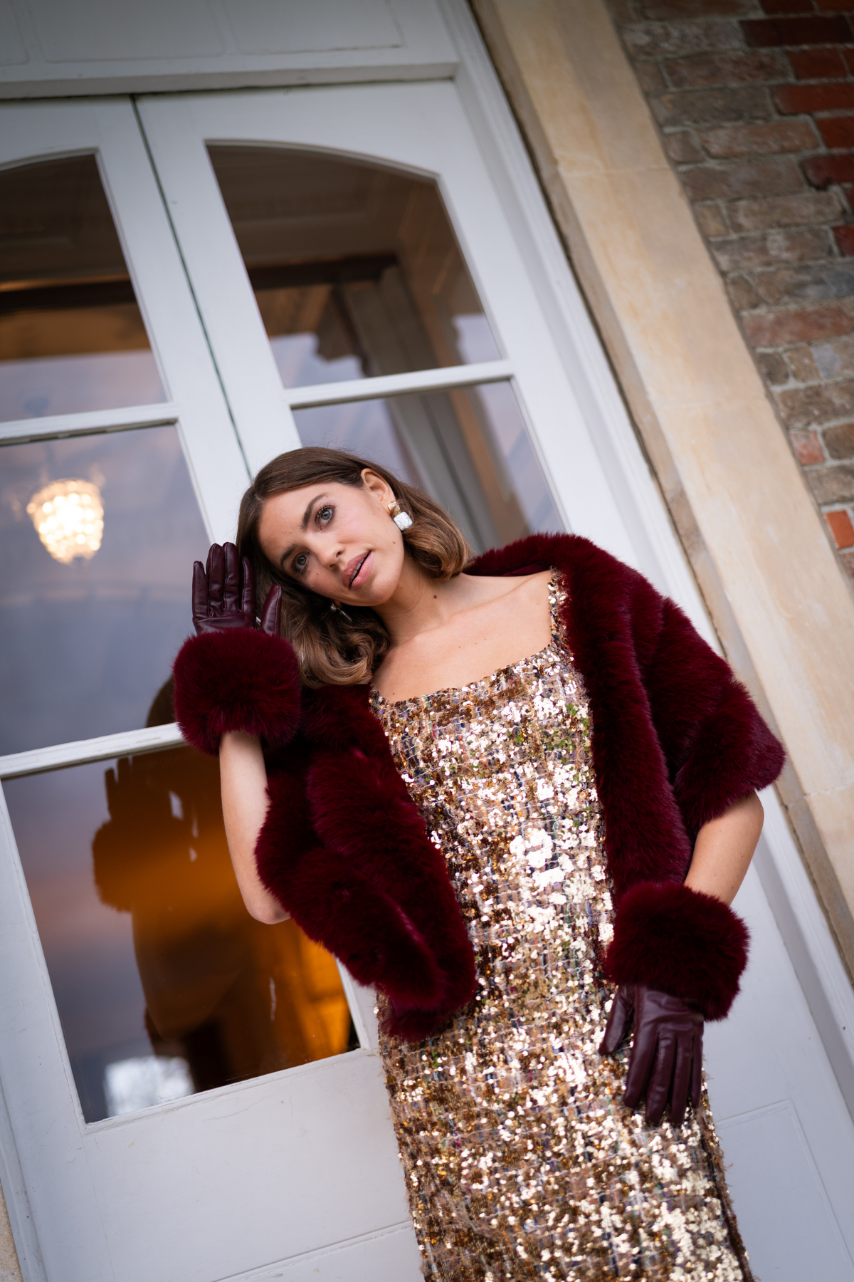 Burgundy Faux Fur Scarf