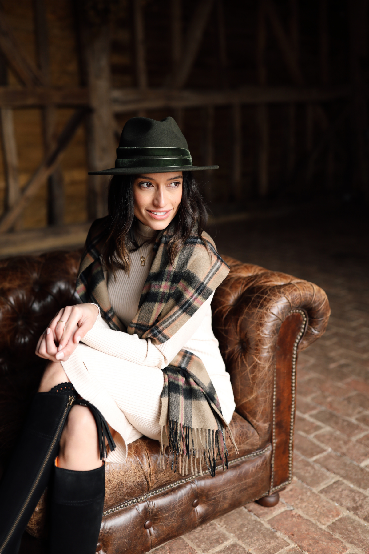 Tartan Black Wool Scarf