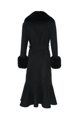 SAMPLE Westminster Cashmere Peplum Coat Black Size 10,14