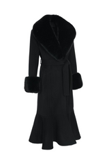 SAMPLE Westminster Cashmere Peplum Coat Black Size 10,14