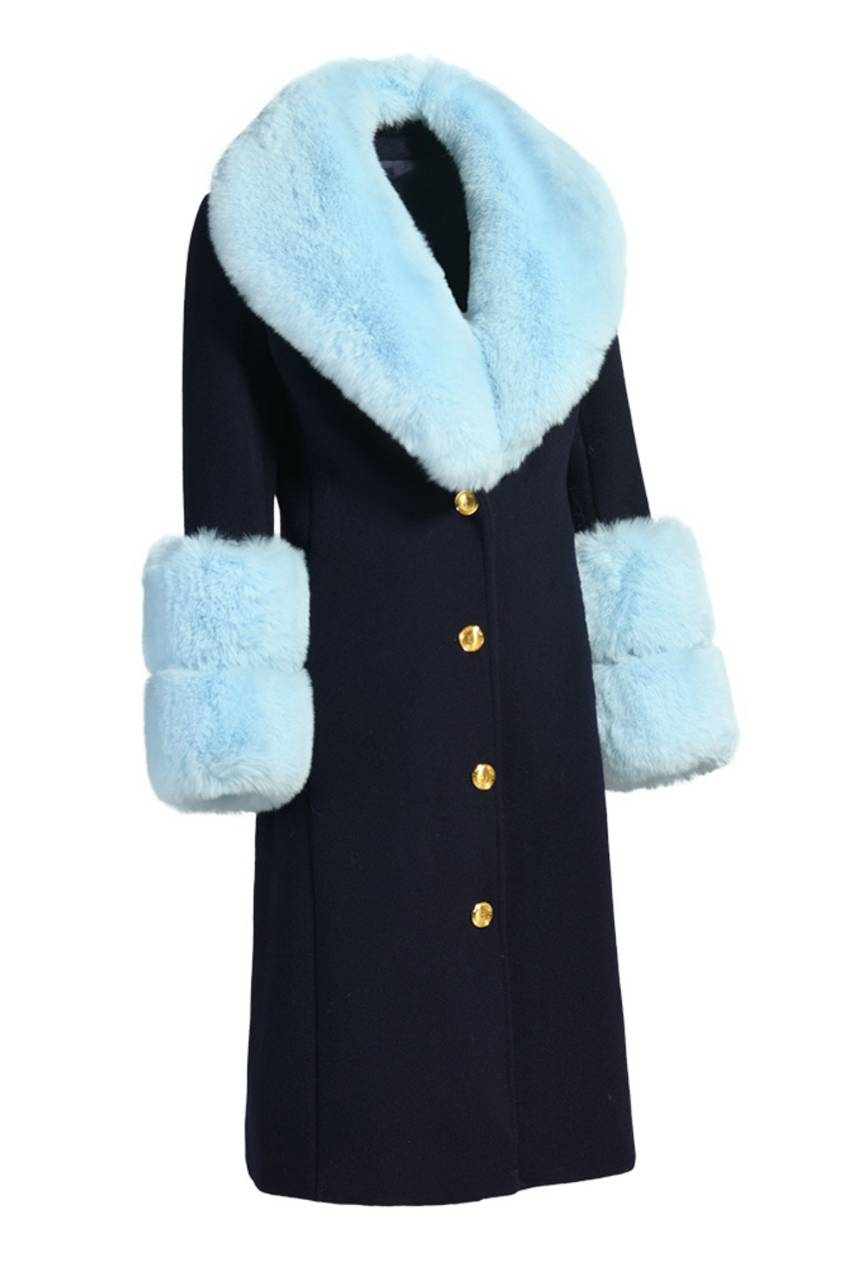 Huntley Cashmere Coat Navy & Powder Blue