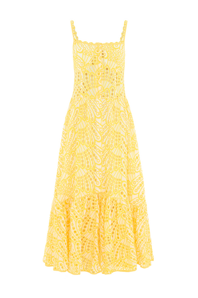The Cannes Broderie Dress Yellow