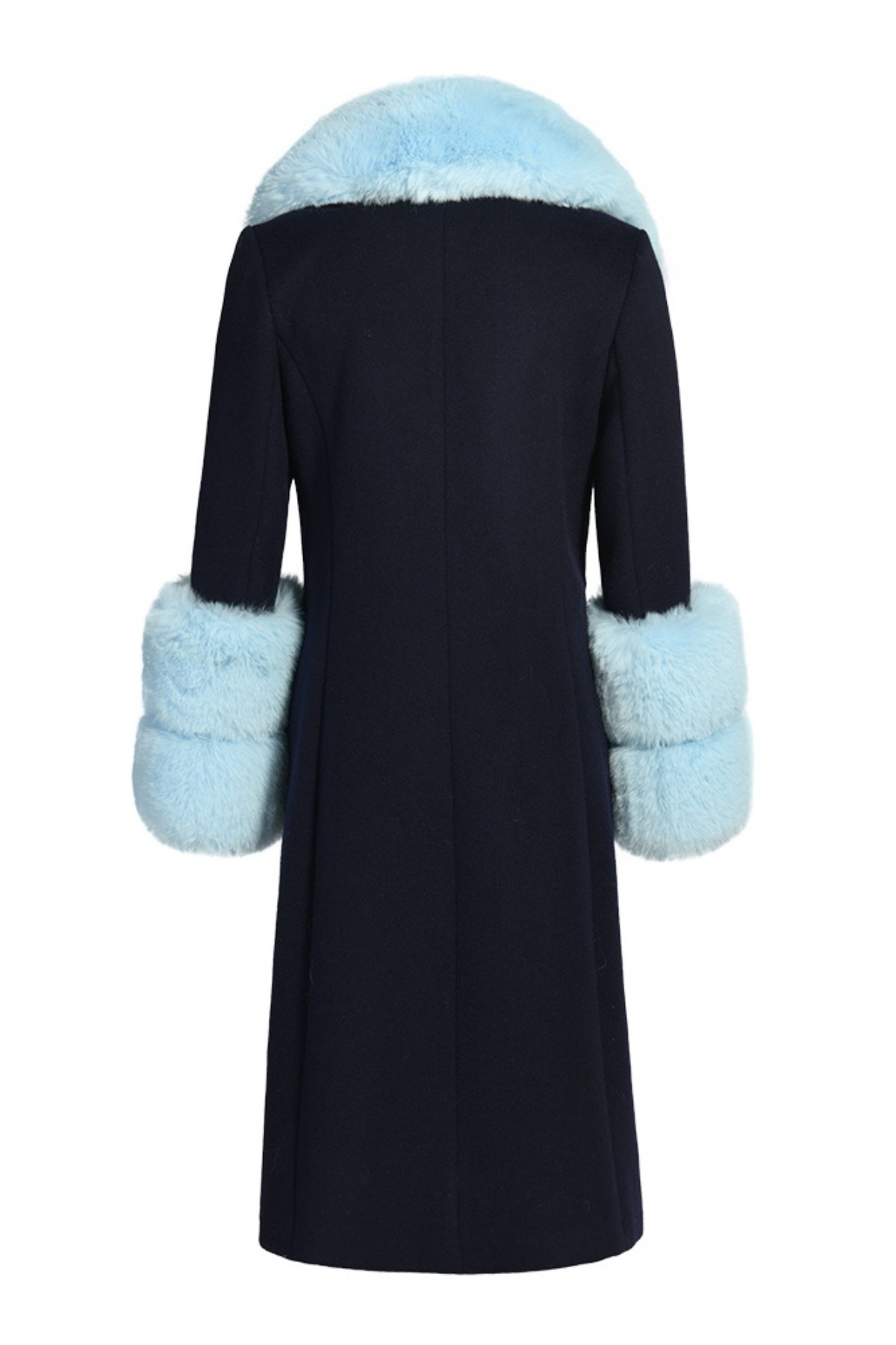 Huntley Cashmere Coat Navy & Powder Blue
