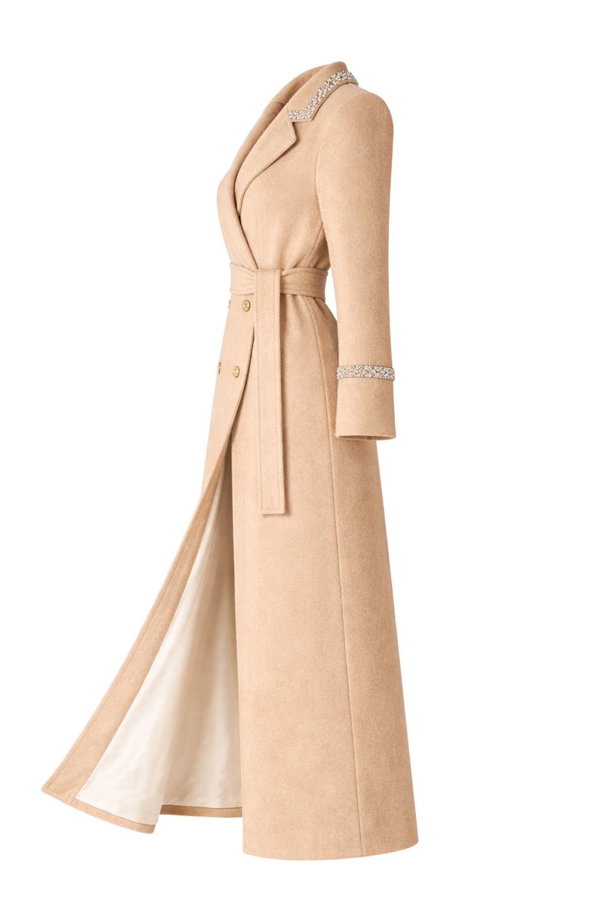 Knightsbridge Cashmere Embellished Beige Coat