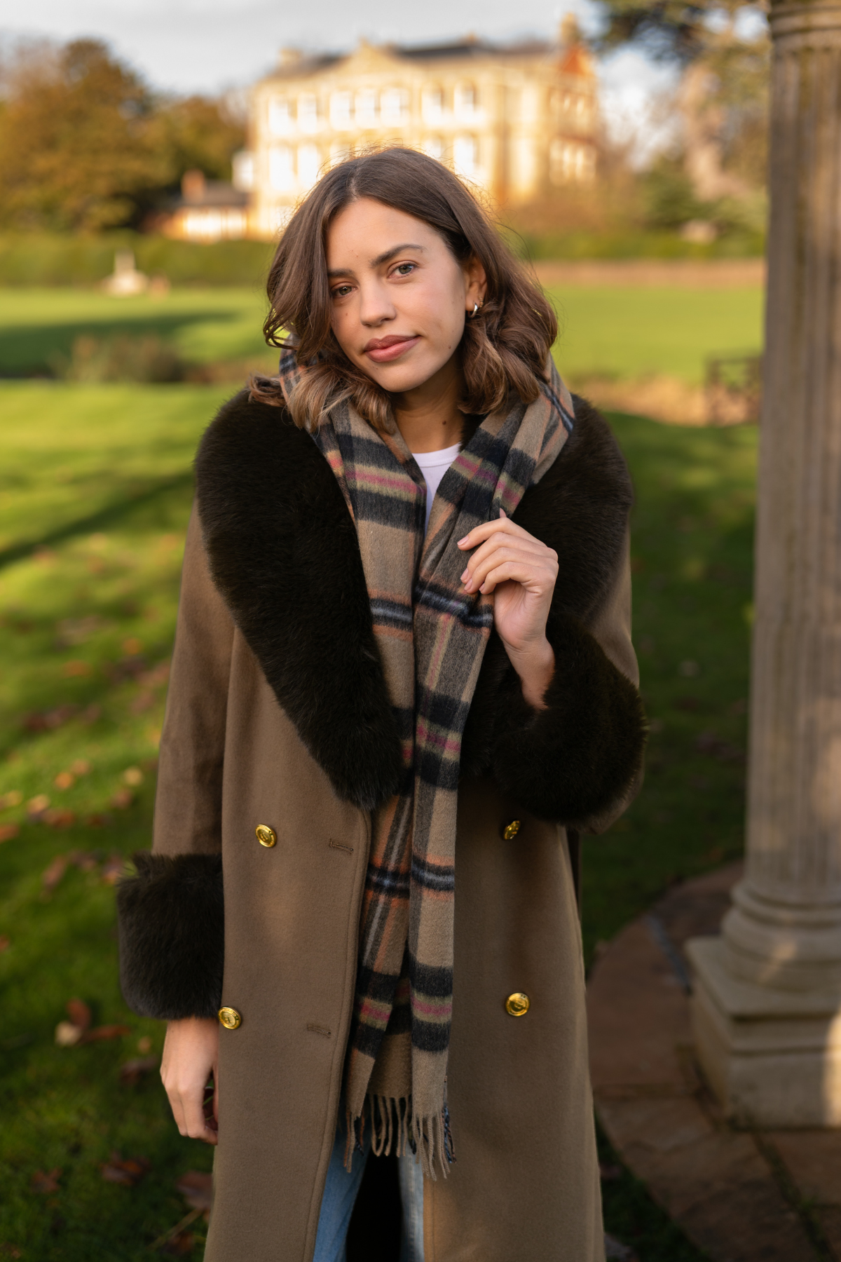 Tartan Black Wool Scarf