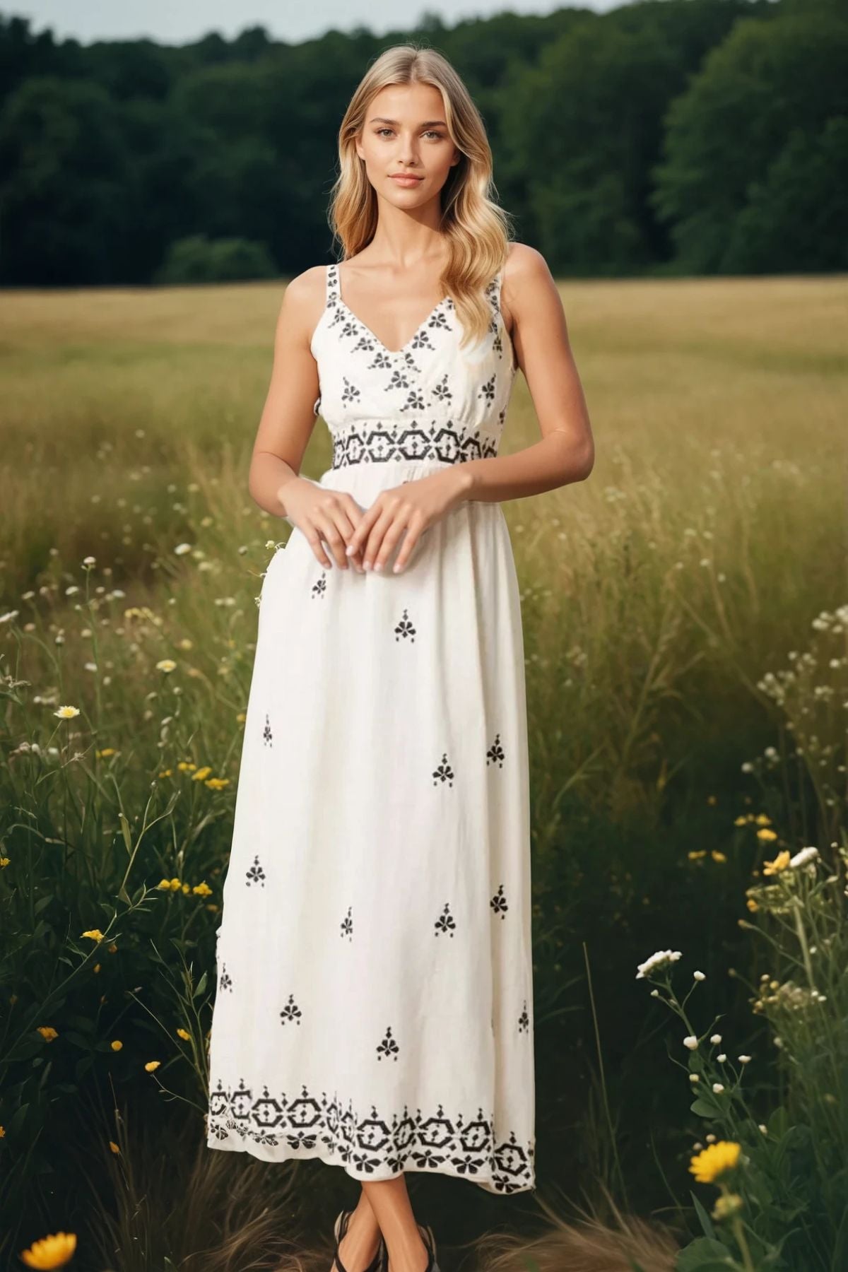 Boho Strappy Linen Maxi Dress