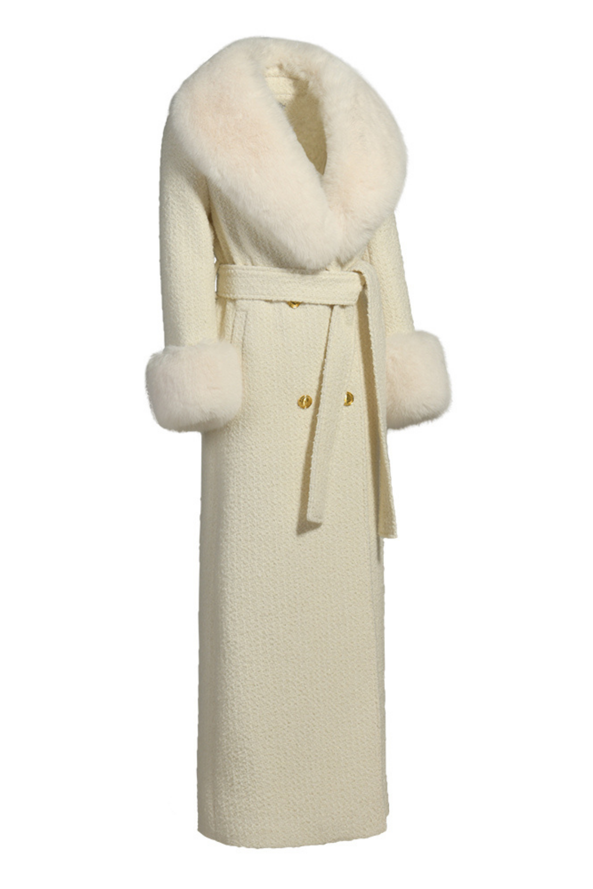 Mayfair Cashmere Coat White Tweed