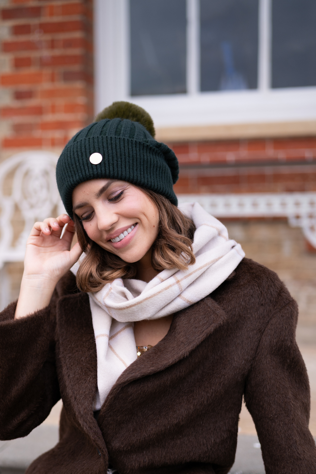 Meribel Cashmere Pom Pom Hat Dark Green