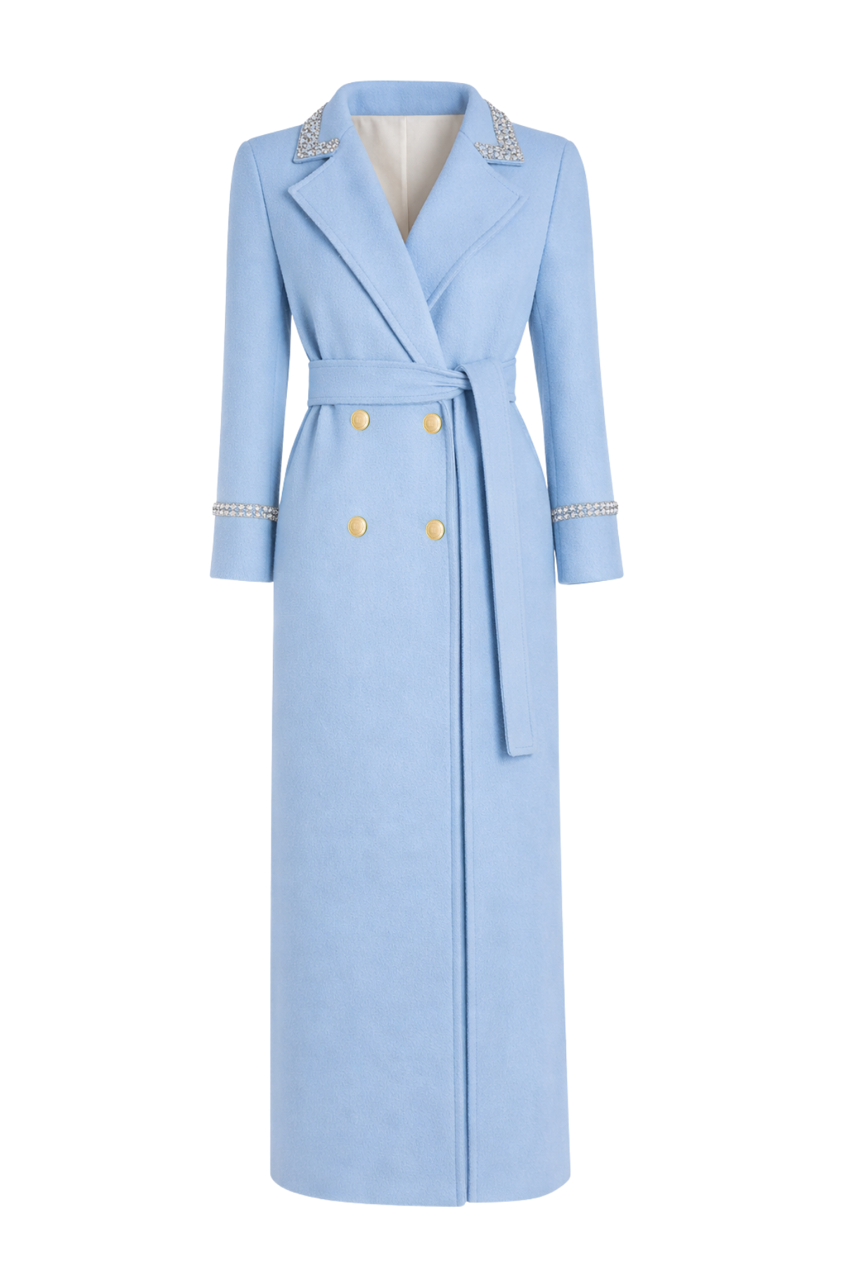Knightsbridge Cashmere Embellished Powder Blue Coat