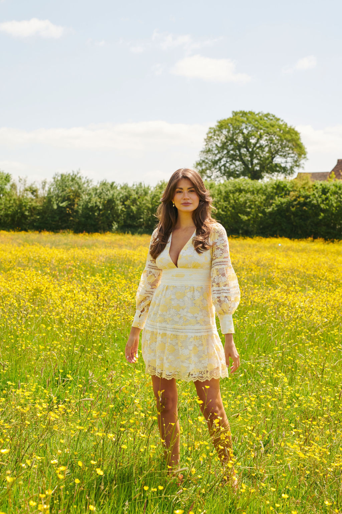 The Cabo Lace Mini Dress Yellow