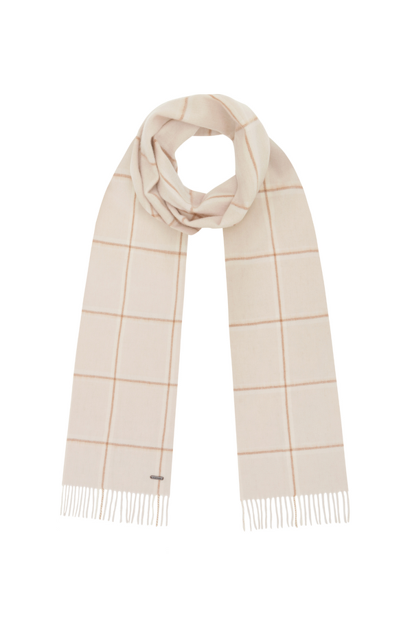 Tartan Wool Scarf - Cream