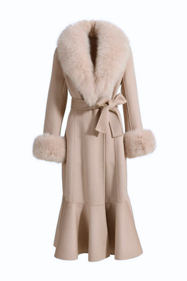 Westminster Cashmere Peplum Coat Beige