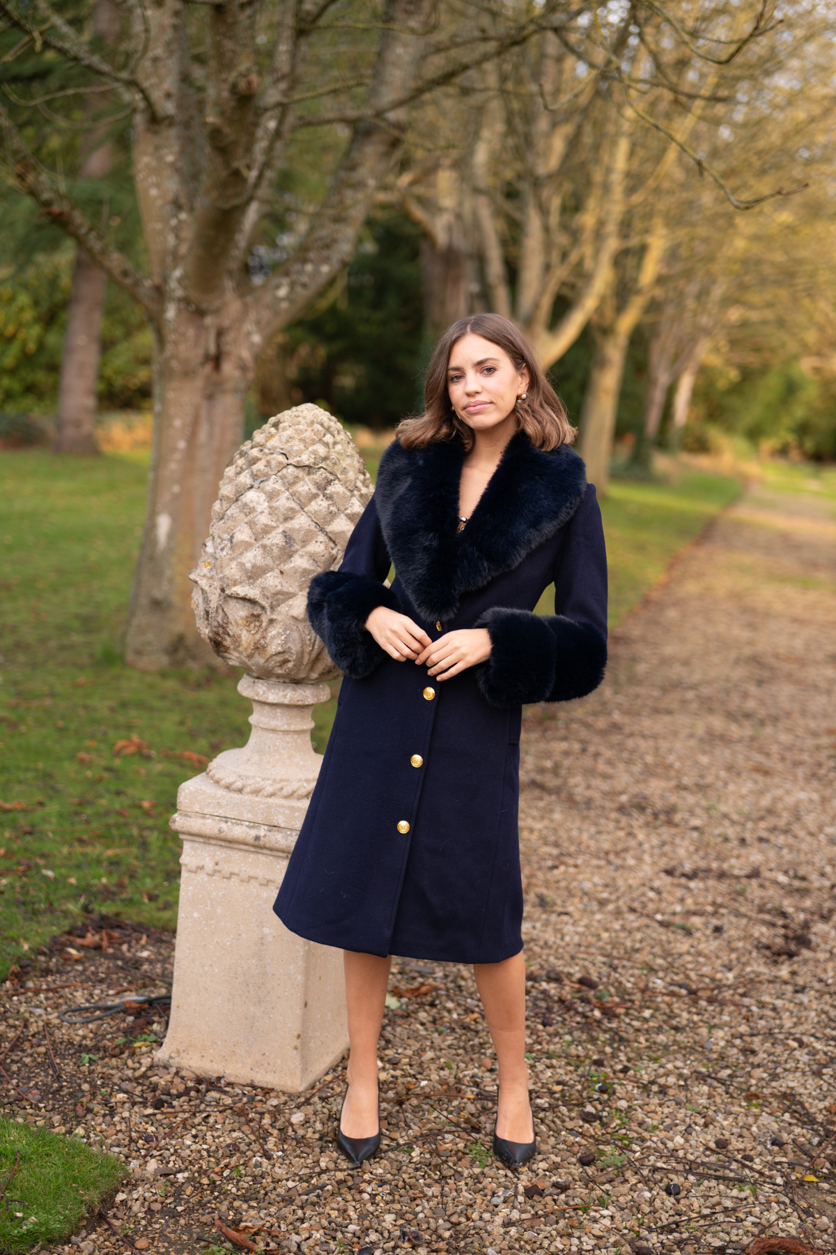 Huntley Cashmere Coat Navy