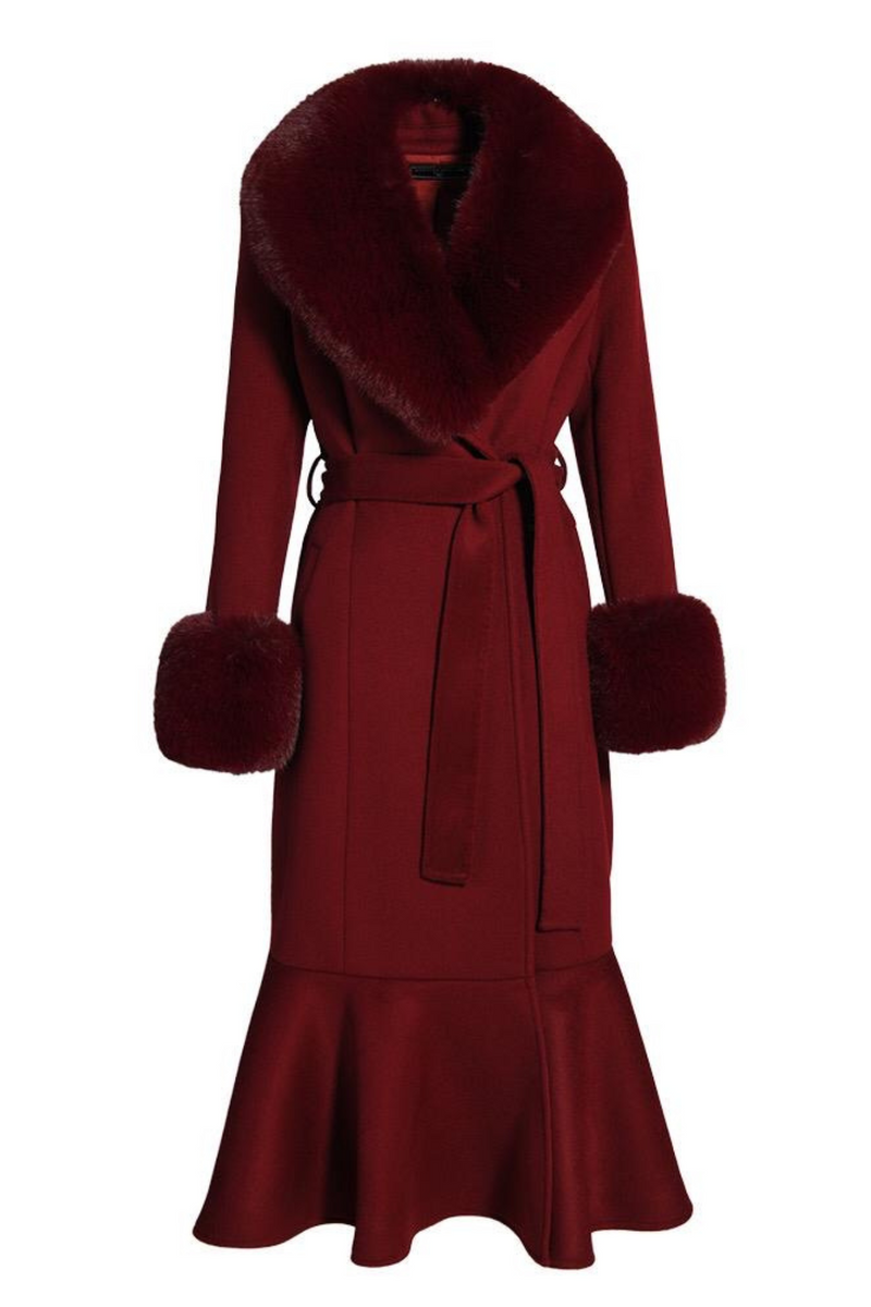 Westminster Cashmere Peplum Coat Burgundy