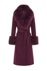 SAMPLE Beaufort Cashmere Coat Plum size 16