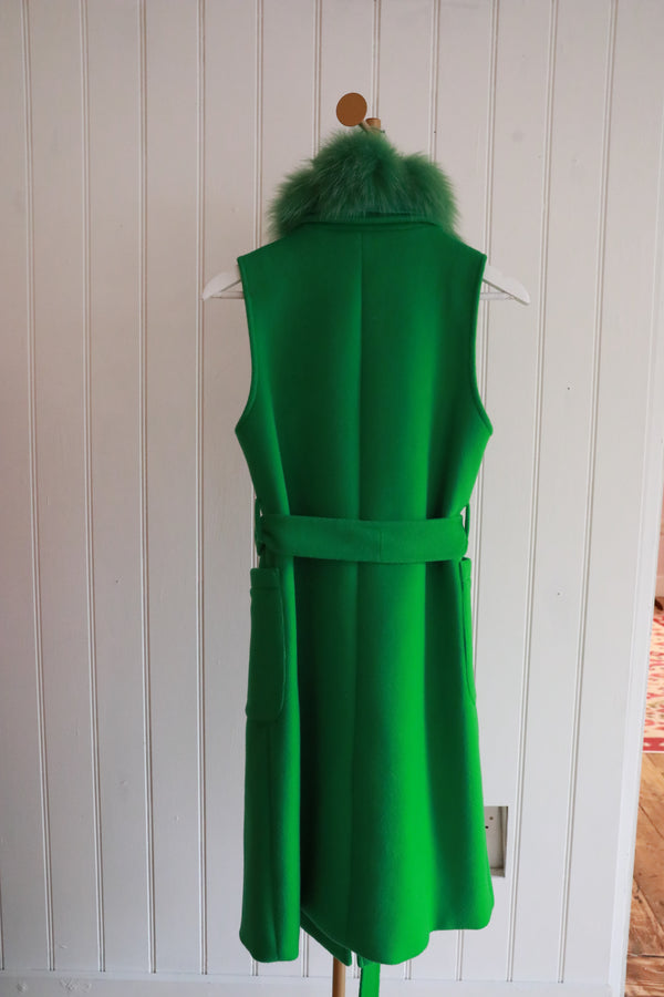 Sleevless Fur Gilet Green - Size 8
