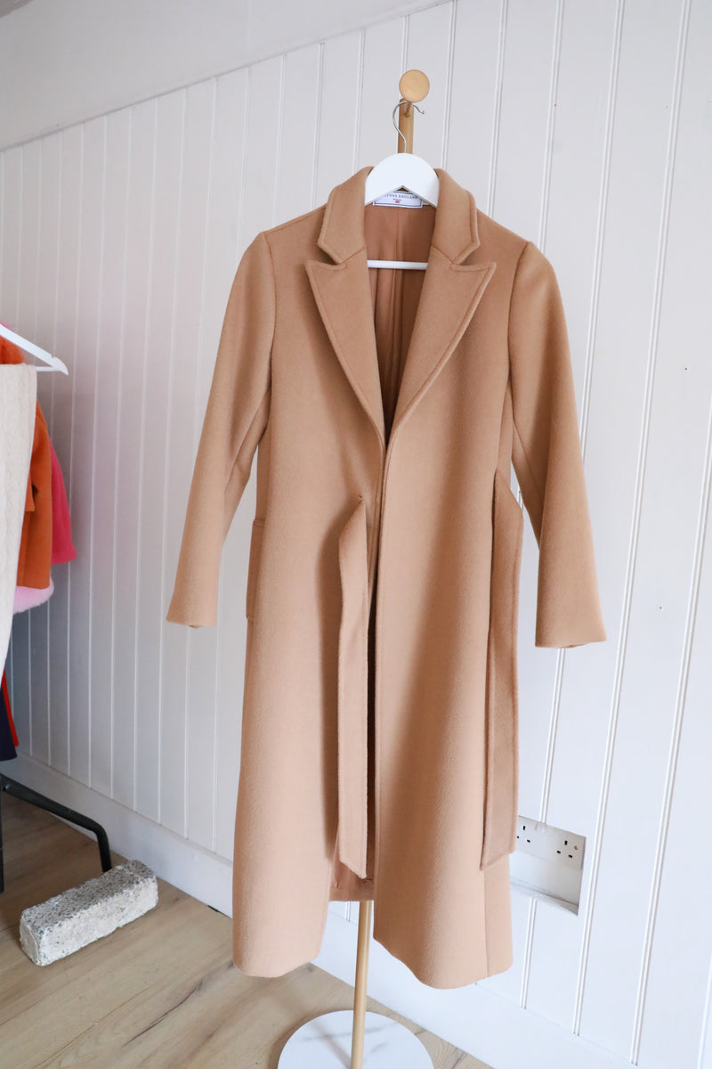 Wool Coat Tan No Fur - size 10