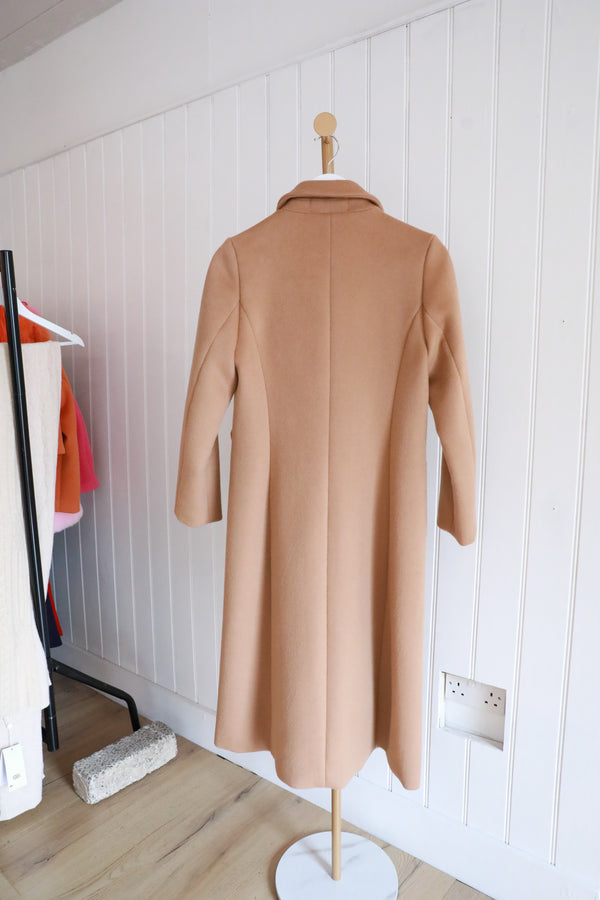 Wool Coat Tan No Fur - size 10