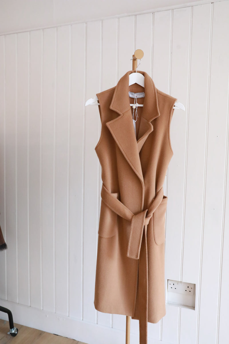 Sleeveless Wool Coat Tan - size 10