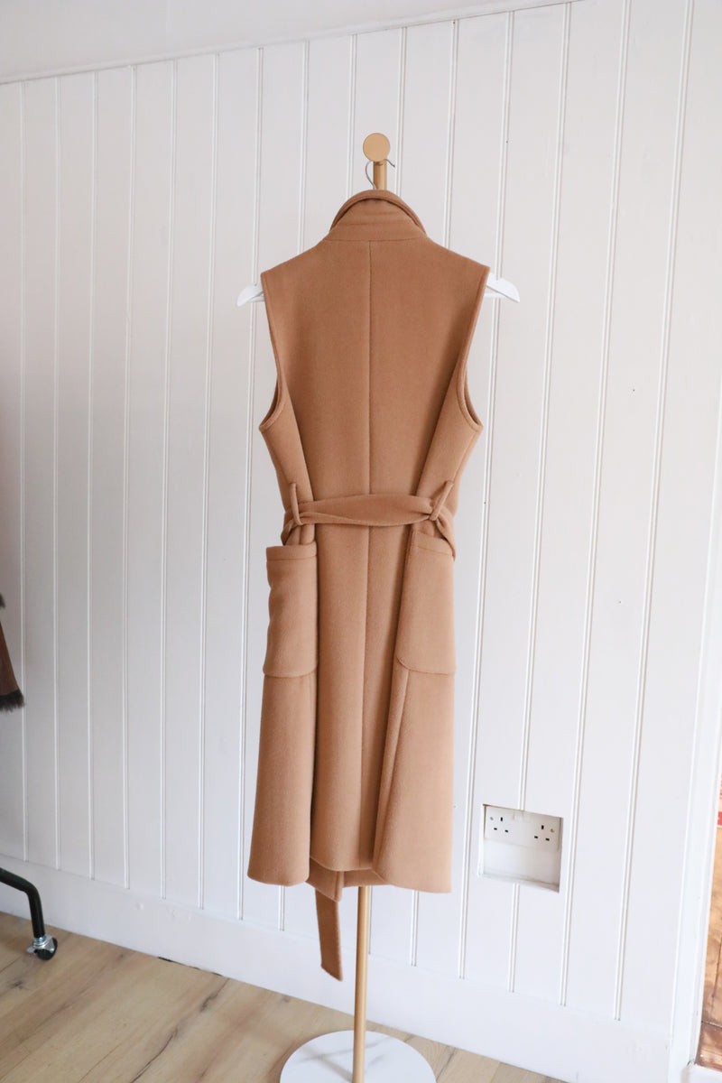 Sleeveless Wool Coat Tan - size 10