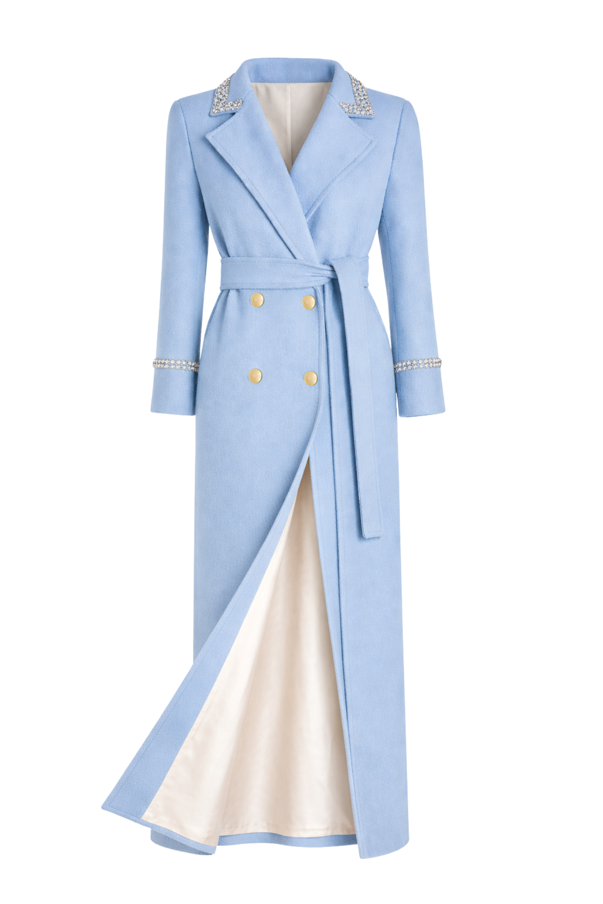 Knightsbridge Cashmere Embellished Powder Blue Coat