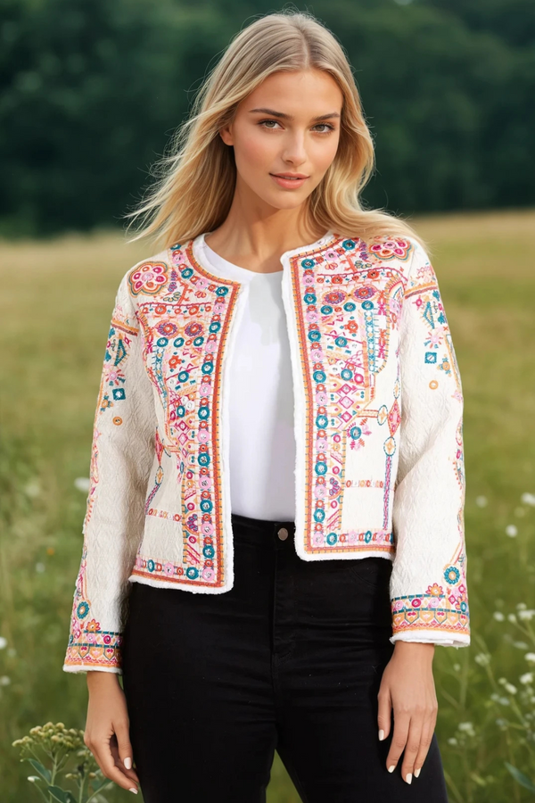 Embroidered Cotton Jacket Ivory