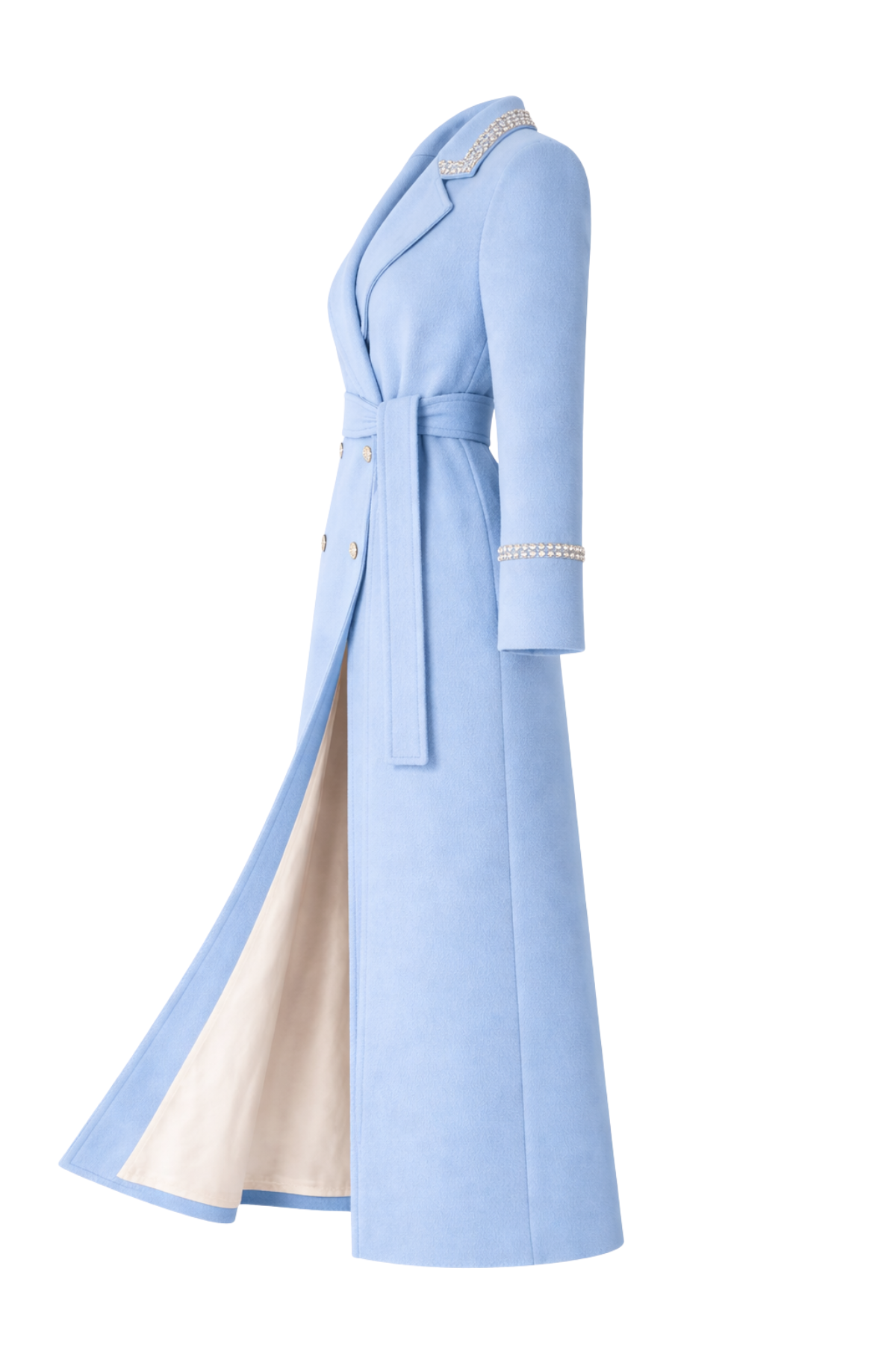 Knightsbridge Cashmere Embellished Powder Blue Coat