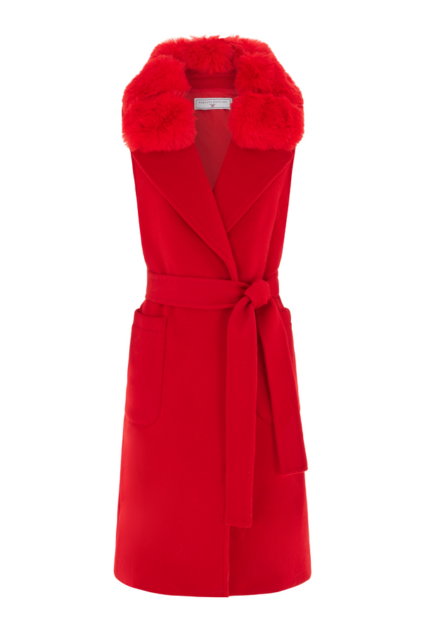 Knightsbridge Sleeveless Coat Red