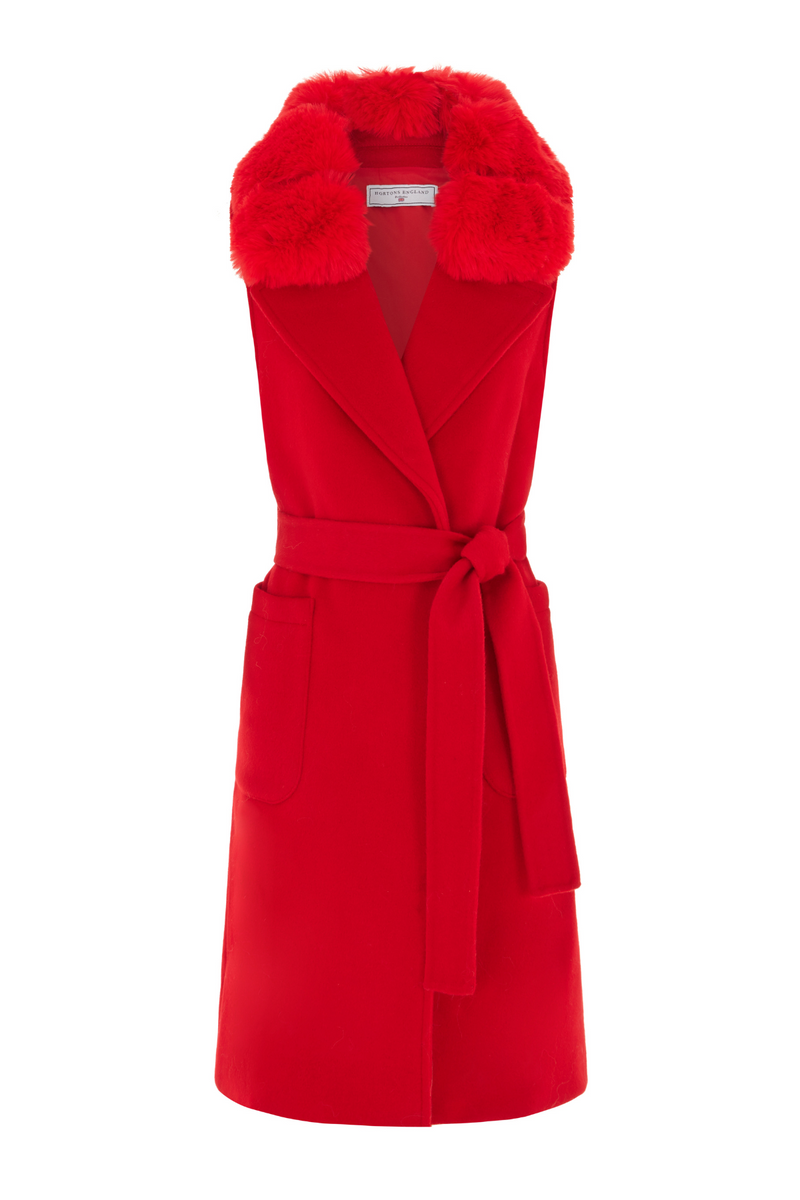 Knightsbridge Sleeveless Coat Red