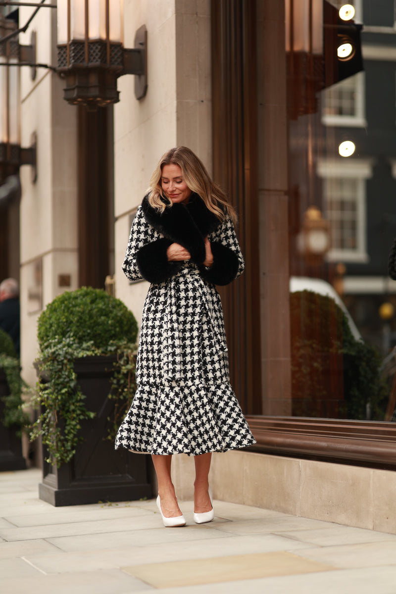 Westminster Cashmere Peplum Coat Houndstooth