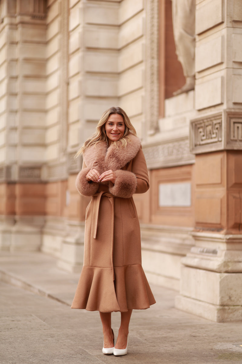 Westminster Cashmere Peplum Coat Tan