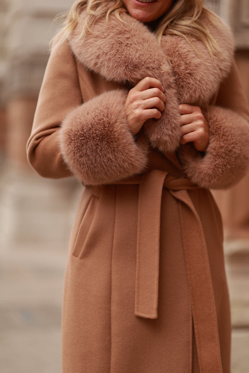 Westminster Cashmere Peplum Coat Tan