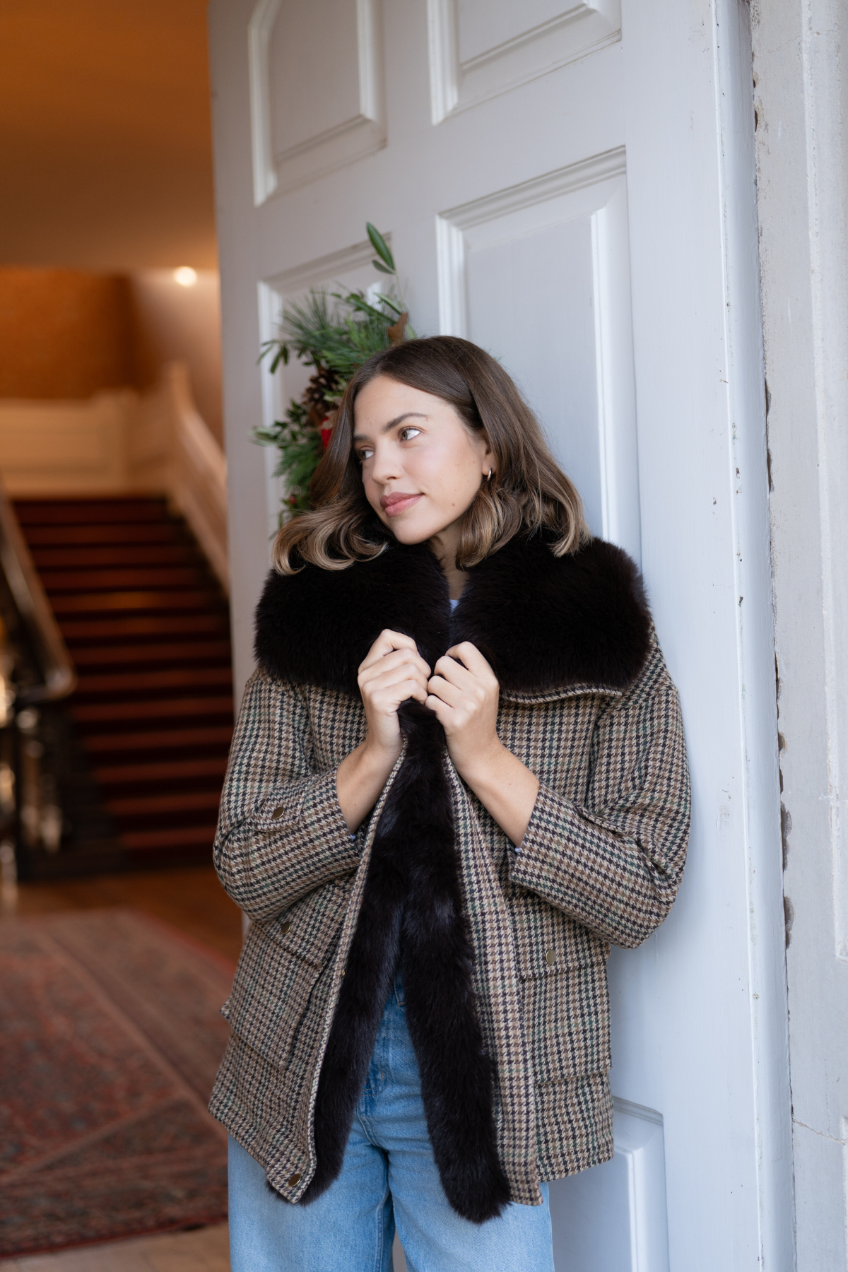 Ashford Tweed Faux Fur Jacket