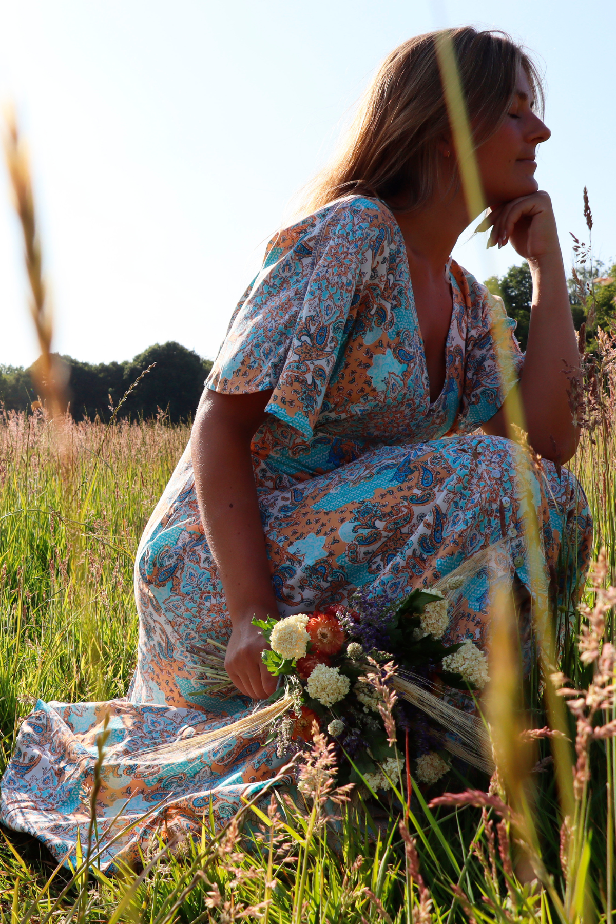 Paisley Long Dress Blue