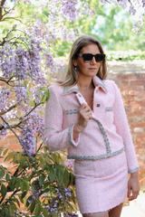 Boucle Embellished Jacket Pink